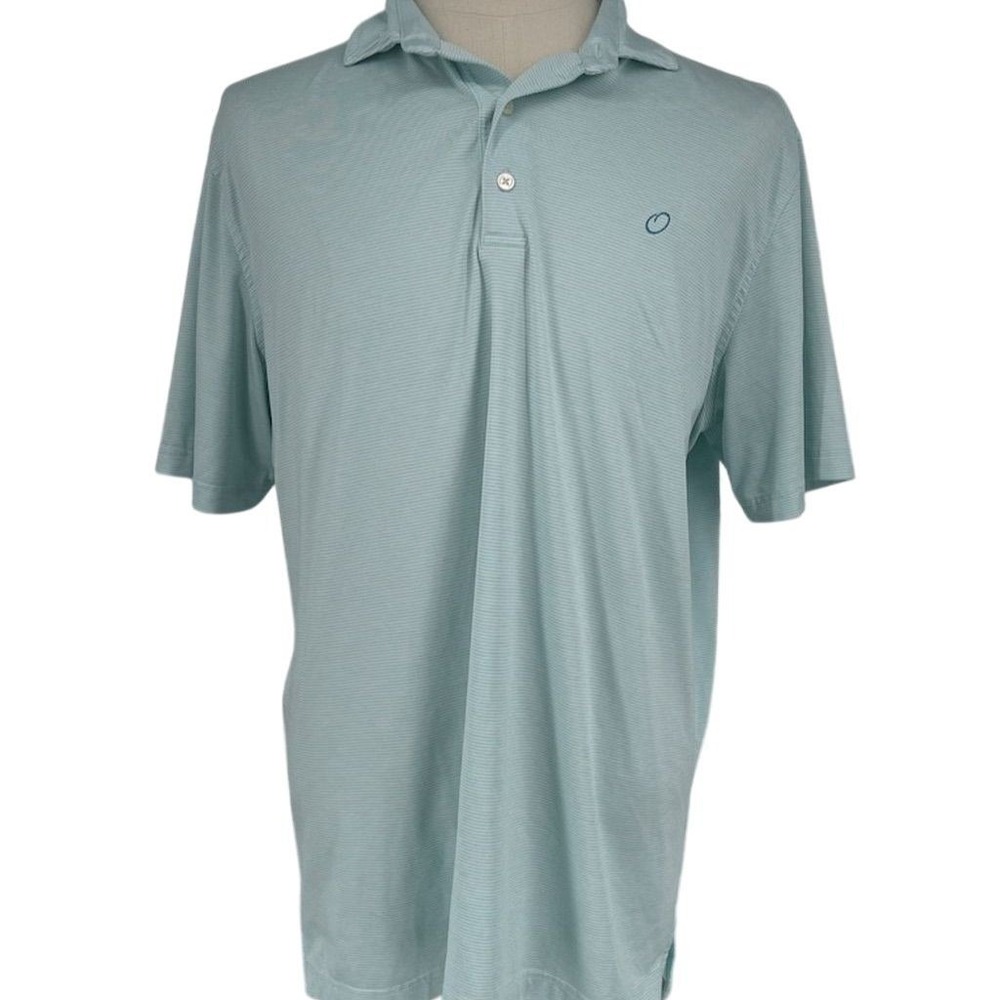 Johnnie O Men's XL Blue Striped Polo Shirt Short Sleeve Golf